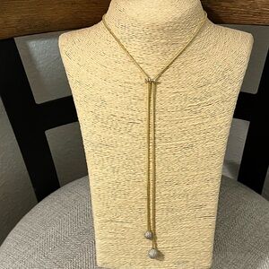 nOir JEWELRY PRE-LOVED AUTHENTIC 18K GOLD-PLATED CRYSTAL SPHERE STONES NECKLACE